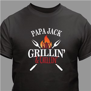 Personalized Loves Grillin' & Chillin' Black T-Shirt