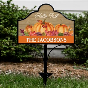 Personalized Pumpkins & Leaves Magnetic Yard Sign