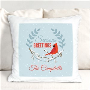 Season’s Greetings Cardinal Throw Pillow