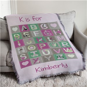 Personalized Baby Girl Alphabet Afghan Throw