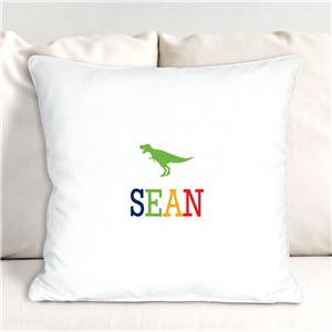 Personalized Colorful Dino Throw Pillow