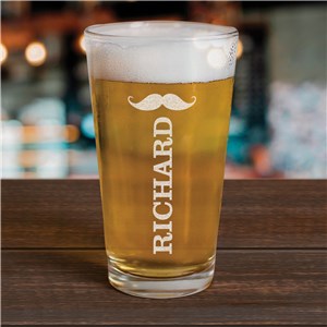 Engraved Mustache Beer Glass