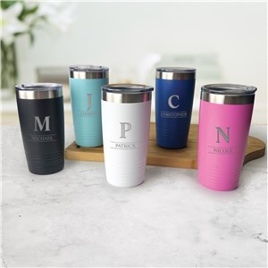 Engraved Initial & Name with Double Lines Tumbler