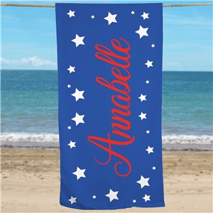 Personalized Patriotic Stars With Name Beach Towel
