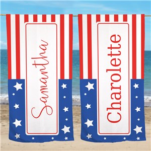 Personalized Patriotic Flag With Name Beach Towel