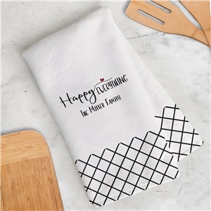 Personalized Geometric Happy Everything Dish Towel