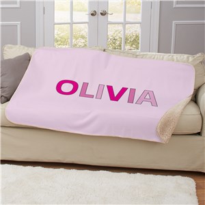 Personalized Multicolor Name Sherpa Blanket 50x60