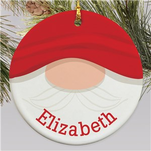 Personalized Gnome Red Hat Round Ornament
