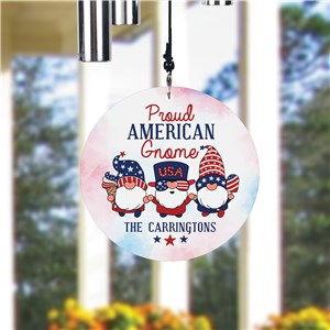 Personalized Proud American Gnome Wind Chime