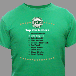 Personalized Top Ten Golfers Novelty T-shirt