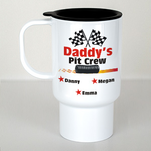 Personalized Daddy's Pit Crew White Travel Mug