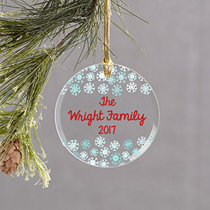 Personalized Snowflake Round Glass Ornament