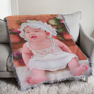 Personalized New Baby Photo Tapestry Throw