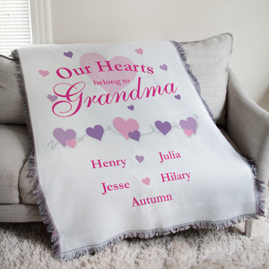 Our Hearts Belong To Personalized Tapestry Throw