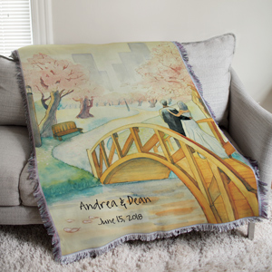 Personalized Wedding Stroll Tapestry Throw