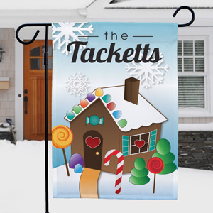 Personalized Gingerbread House Garden Flag