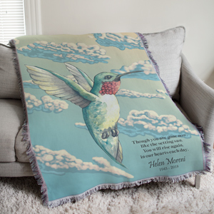 Personalized Hummingbird Memorial Tapestry Throw
