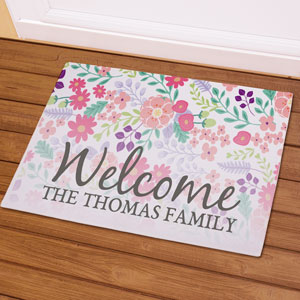 Personalized Floral Family Doormat
