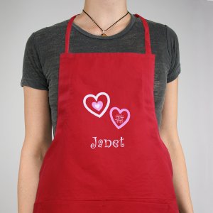 Embroidered Hugs and Kisses Kitchen Apron