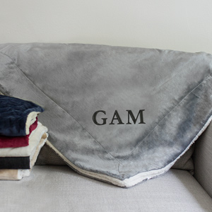 Embroidered Initials Sherpa Blanket