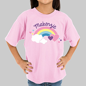 Personalized Rainbow and Hearts Kids T-shirt