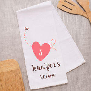 Personalized Heart Dish Towel
