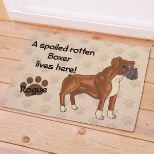 Personalized Boxer Spoiled Here Doormat