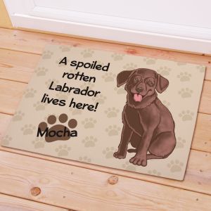 Personalized Chocolate Lab Spoiled Here Doormat