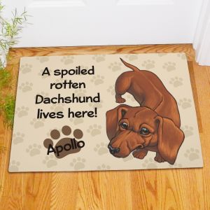 Personalized Dachshund Spoiled Here Doormat