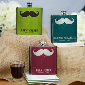 Personalized Mustache Wedding Party Flask