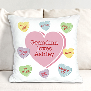 Personalized Conversation Hearts Throw Pillow