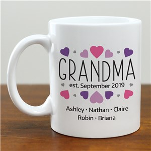 Personalized Grandma Hearts Mug