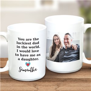 Personalized Luckiest Dad Photo 15 oz Coffee Mug
