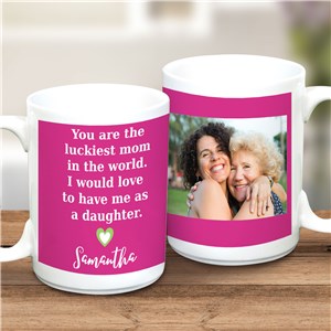 Personalized Luckiest Mom Photo 15 oz Coffee Mug