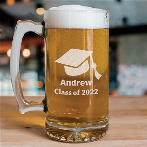 Engraved Class Of Graduation Glass Mug