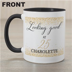 Personalized Looking Good Gold Confetti Coffee Mug
