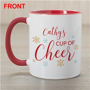 Personalized Cup of Cheer Red Handle Coffee Mug