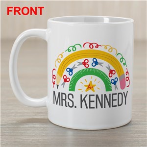 Personalized Teacher Pencil Rainbow Coffee Mug