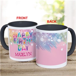 Personalized Colorful Happy Birthday Bubble Letters Coffee Mug
