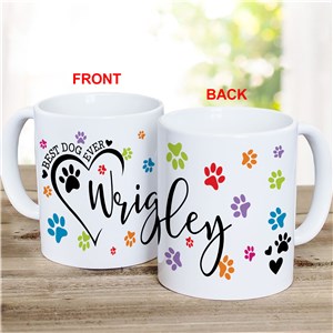 Personalized Best Dog Ever Colorful Paws Mug