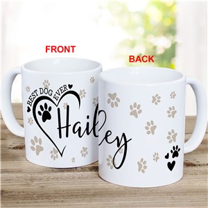 Personalized Best Dog Ever Tan Paws Mug