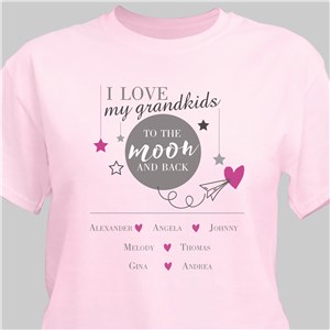 Personalized Moon And Back Pink T-Shirt