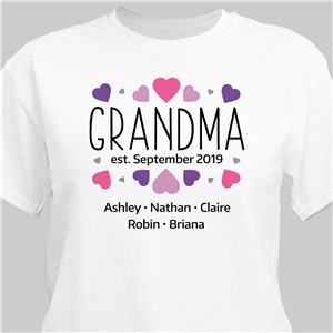 Personalized Grandma Hearts T-Shirt