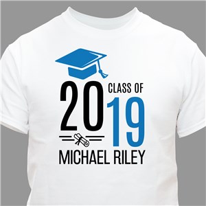Personalized Graduate Hat With Diploma White T-Shirt