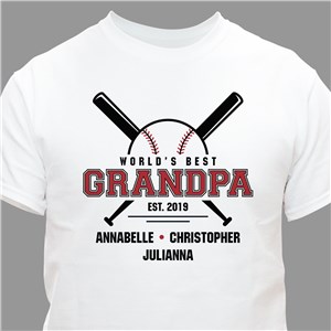 Personalized World's Best Grandpa Baseball T-Shirt