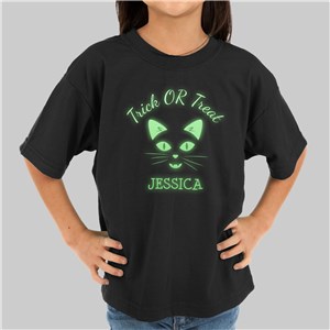 Glow In The Dark Cat Face Personalized T-Shirt