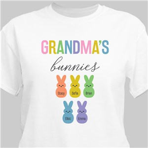 Personalized Grandma's Bunnies White T-Shirt