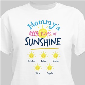 Personalized Mommy's Little Rays Of Sunshine White T-Shirt