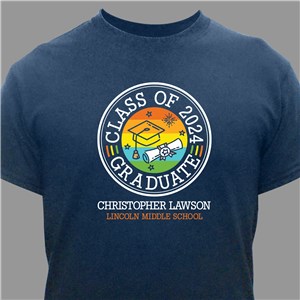 Personalized Colorful Grad Caps T-Shirt