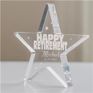 Engraved Happy Retirement Star Keepsake